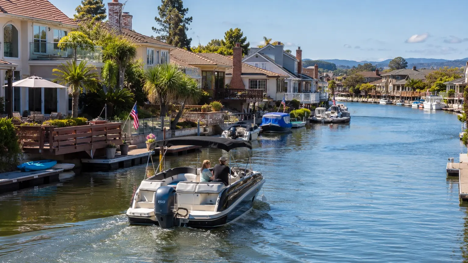 Bel Marin Keys canal, Novato waterfront homes and docks