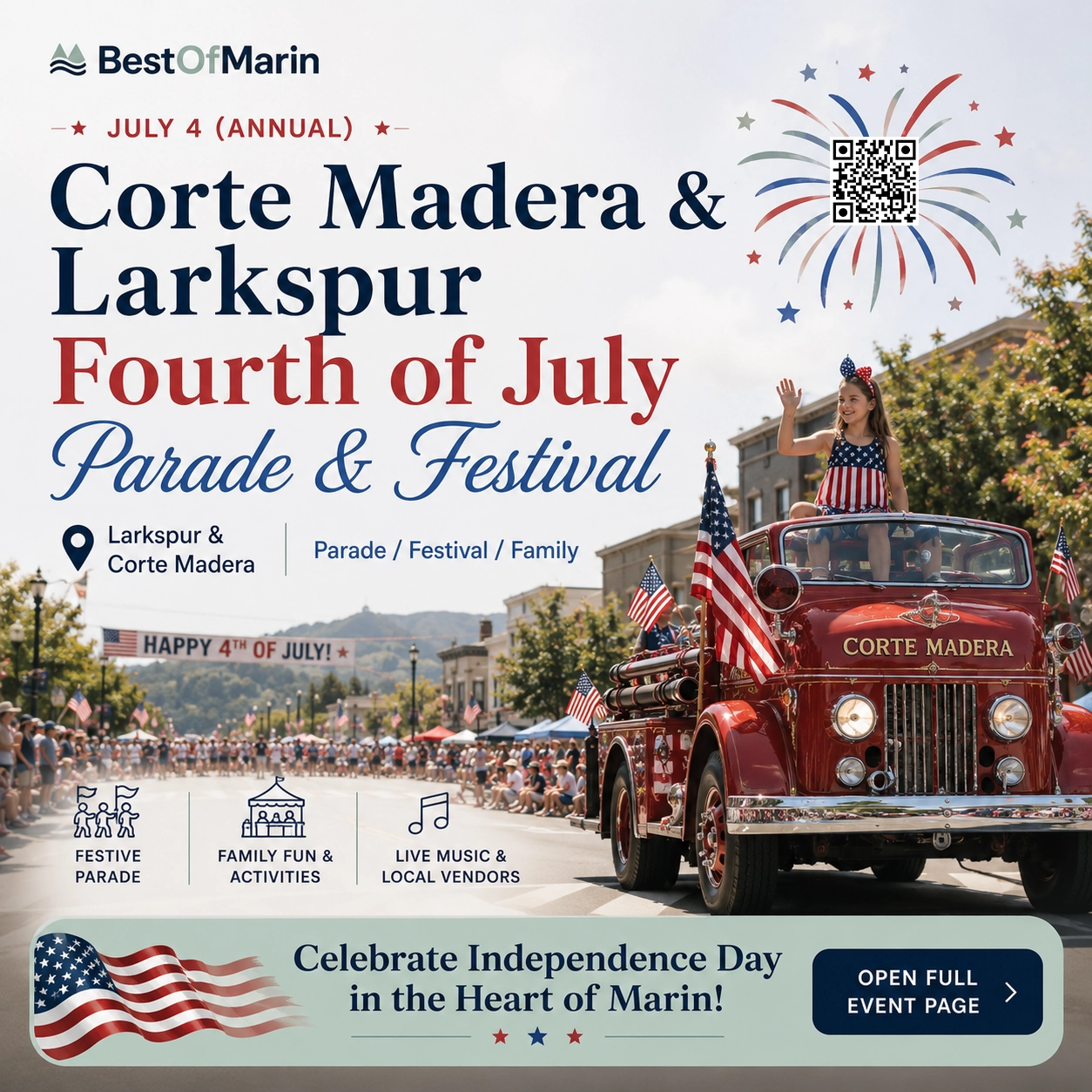 Corte Madera & Larkspur Fourth of July Parade & Festival overview graphic
