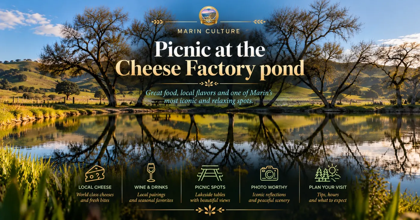 Picnic at the Cheese Factory pond at Marin French Cheese Co.