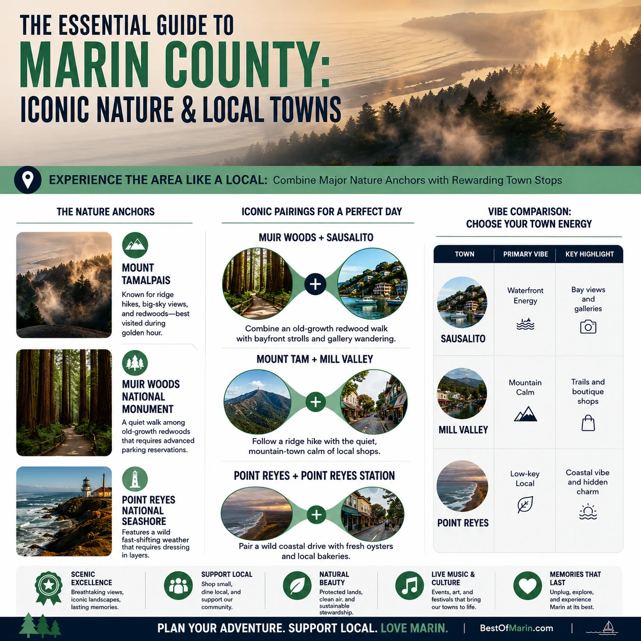 Collage of things to do across Marin County