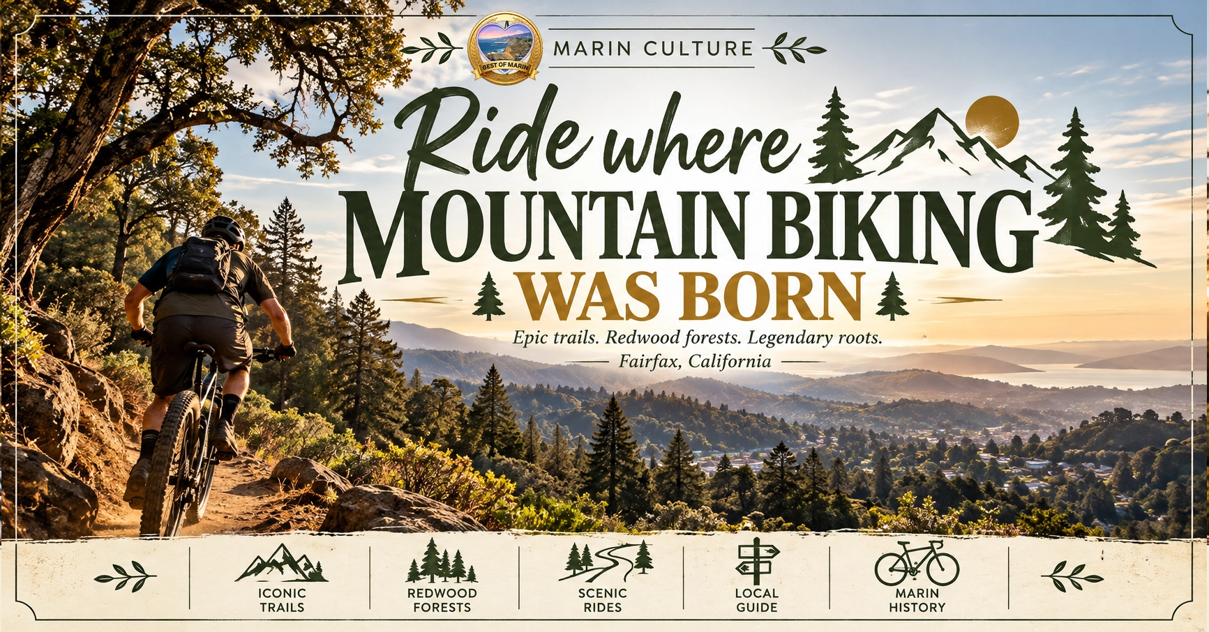 Mountain bikers riding the hills above Fairfax, where the sport began on Mount Tamalpais