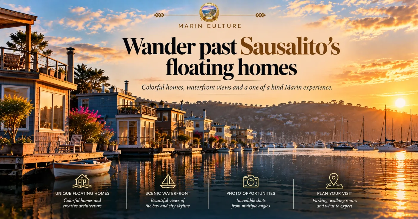 Sausalito floating homes along Richardson Bay