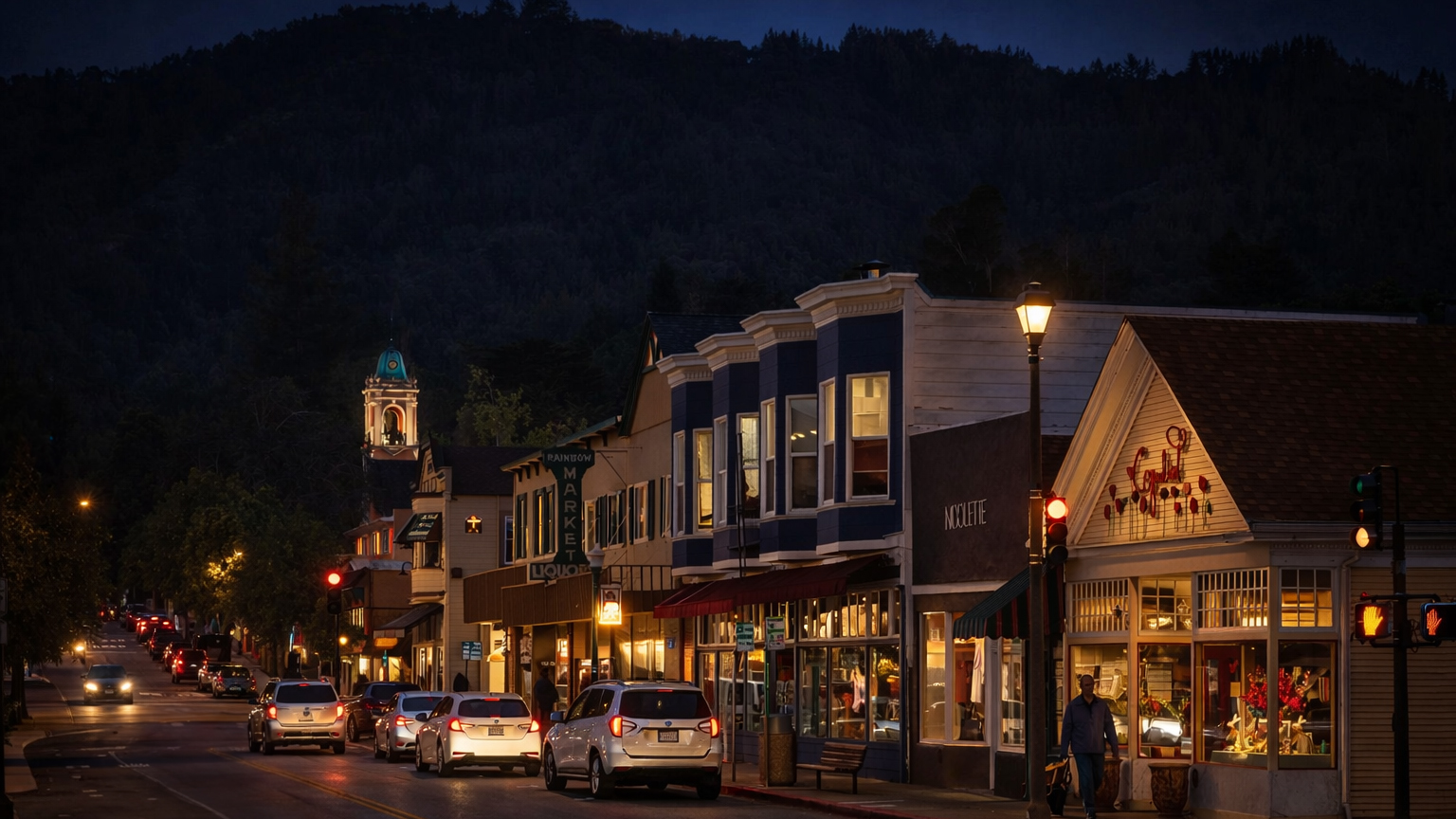 Larkspur downtown corridors, neighborhood scenes, and ferry-access vibe