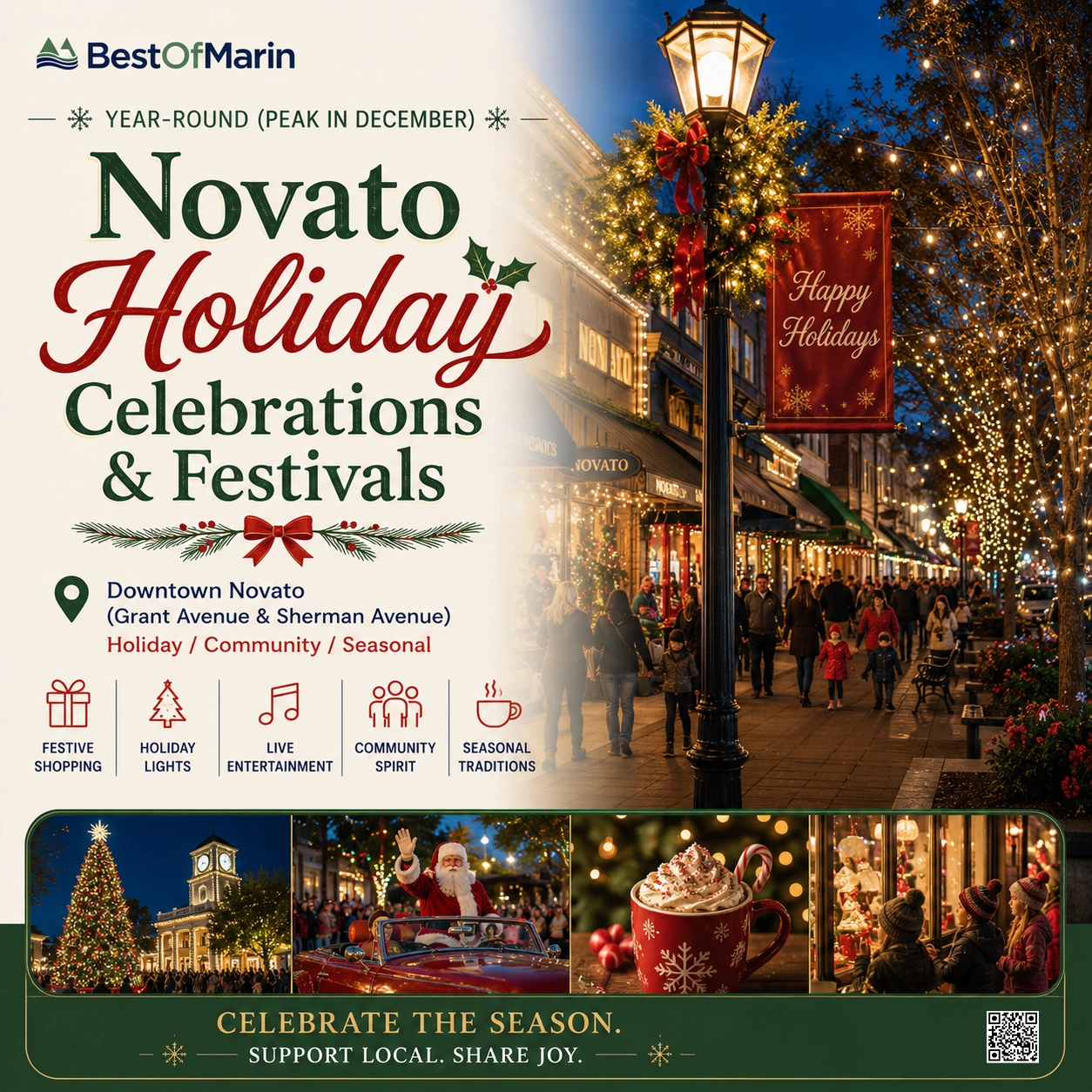 Novato holiday celebrations — tree lighting, downtown festivals, and seasonal events